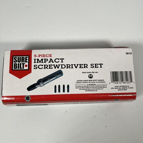surebilt 98103 5 piece impact screwdriver set With Case & Instructions New - Picture 3 of 6